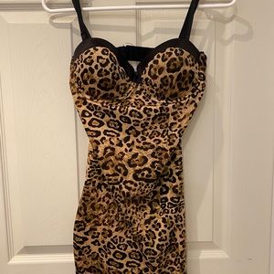 Leopard Print Bodycon Mini Slip Dress / Cami